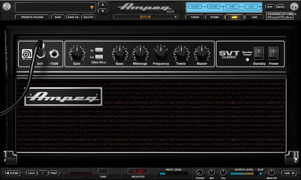 IK Multimedia's Ampeg SVX Bass Amp is a complete virtual bass guitar rig--a signal chain optimized for live performance recording--posing as a plug-in.