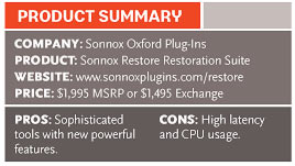 Sonnox Restore Summary